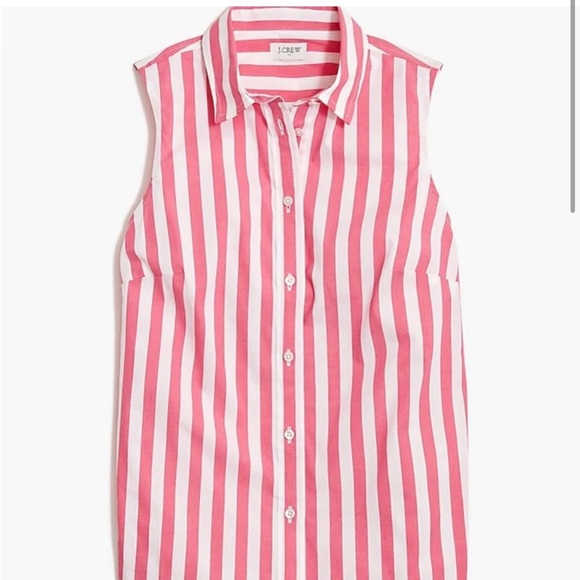 J. Crew Tops - NWT J. Crew Pink and White Sleeveless Button Down Shirt